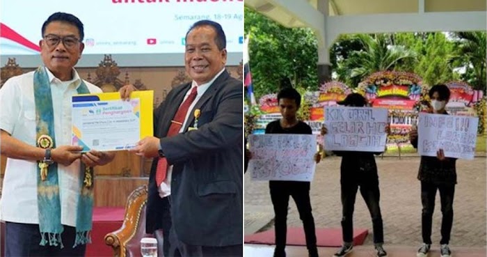 Demonstrasi Mahasiswa Warnai Penganugerahan Doktor Honoris Causa Moeldoko dari Unnes