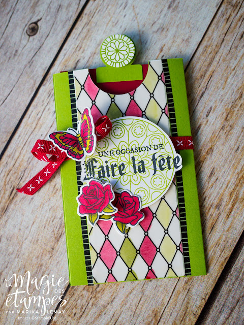 Pochette à carte Stampin' Up! confectionnée avec le jeu d'étampes Vitrail