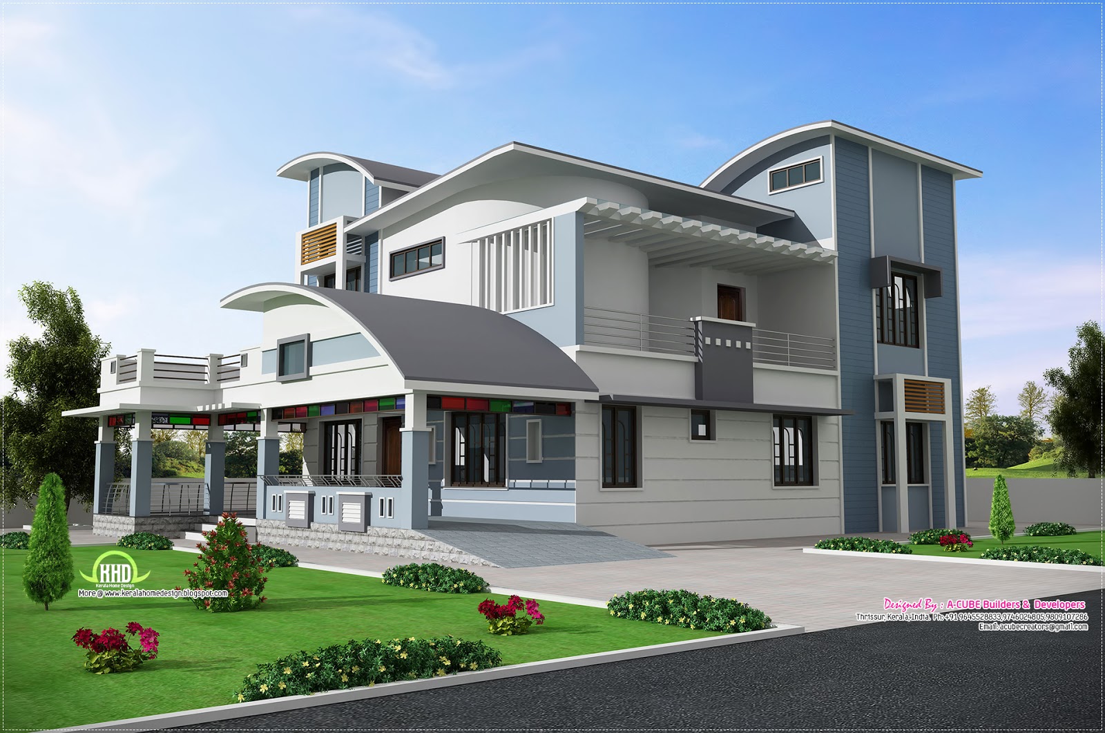 Modern unique style villa  design  Home  Kerala Plans
