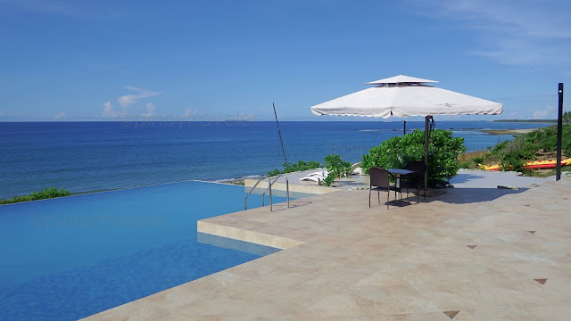 view of the infinity pool with the pacific ocean as background at Mikomiko Resort in Mondragon Northern Samar