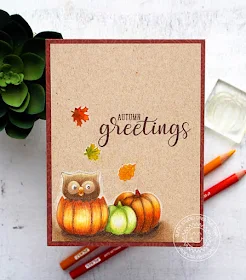 Sunny Studio Stamps: Autumn Greetings Owl In A Pumpkin Card by Vanessa Menhorn