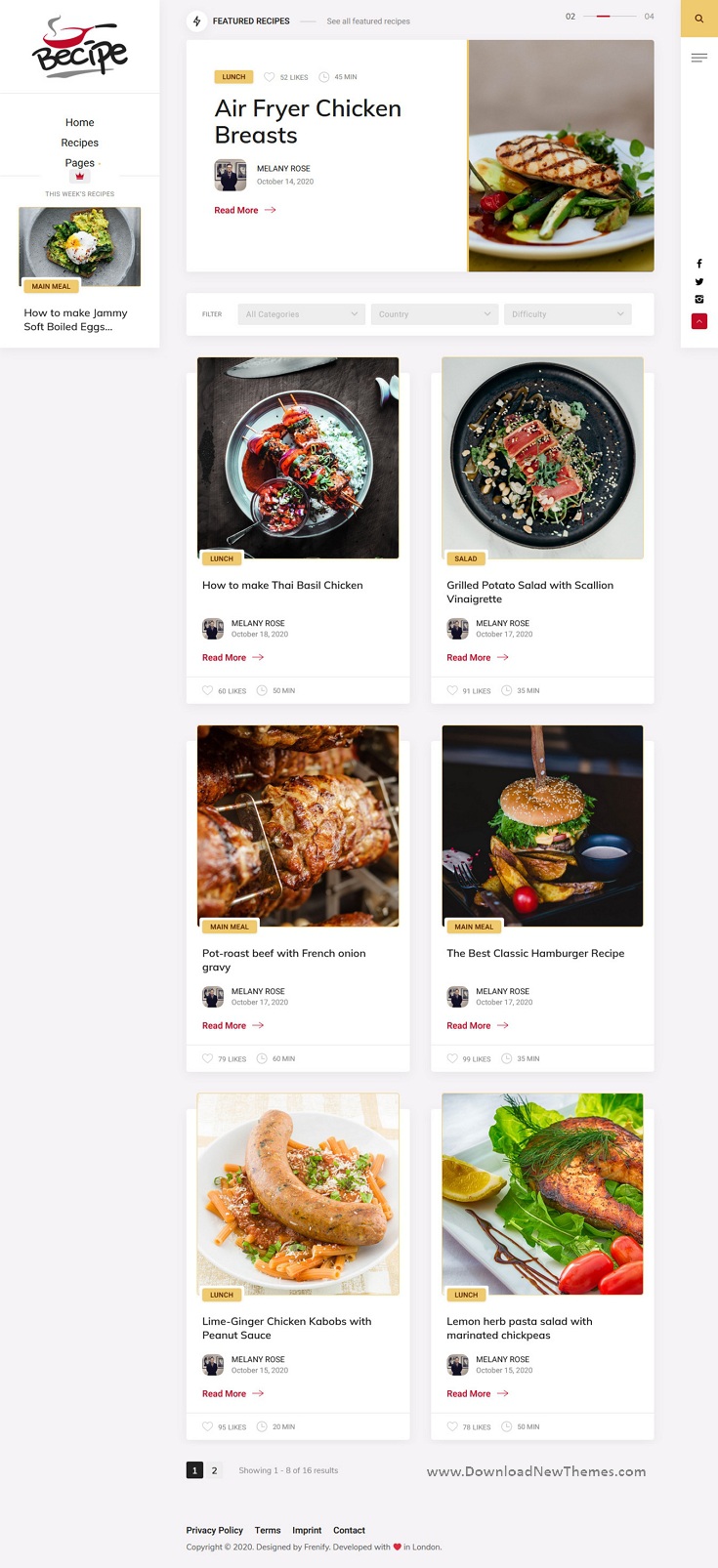 Recipe Blogging WordPress Theme