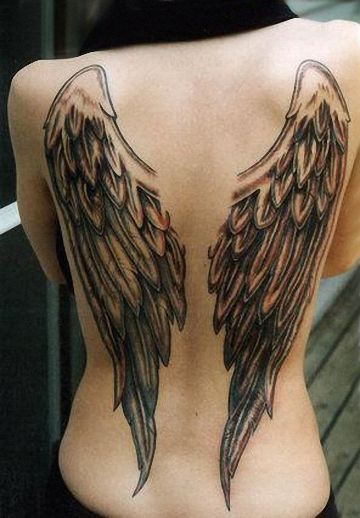 Angel Tattoo on Back Women angel tatoo