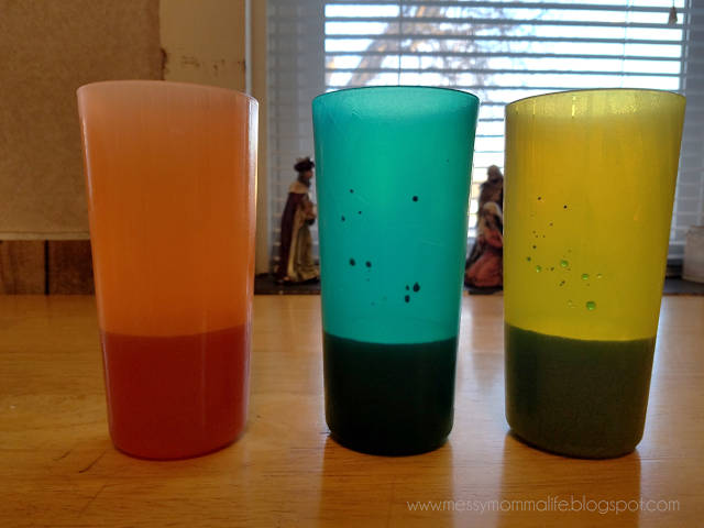 Cups with colored water