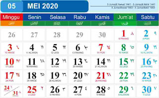 Kalender Bulan MEI 2020
