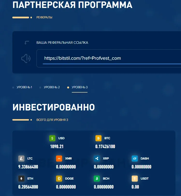 Реферальная статистика BitStil