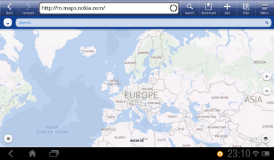 Nokia Maps for mobile web on Android tablet