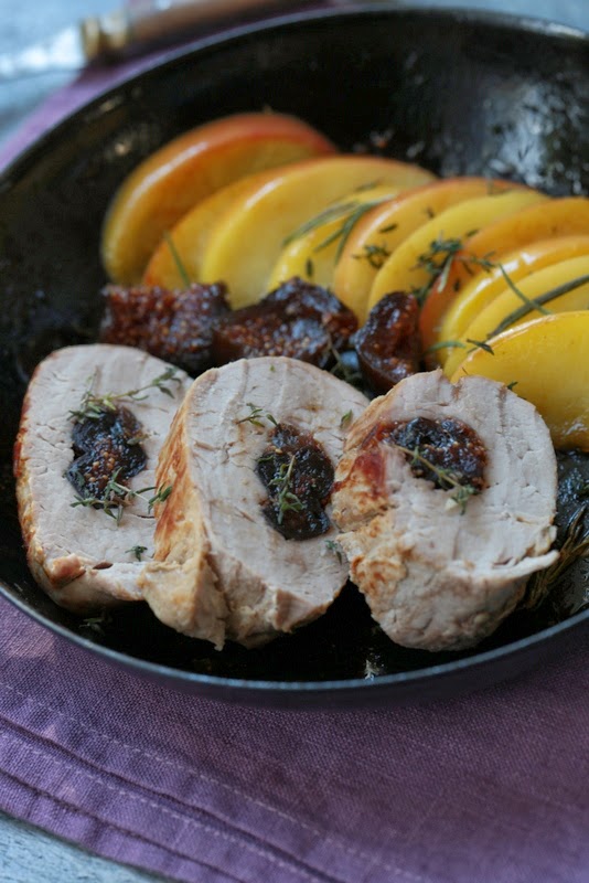 filet mignon porc , pommes , figues , plat du dimanche d'automne