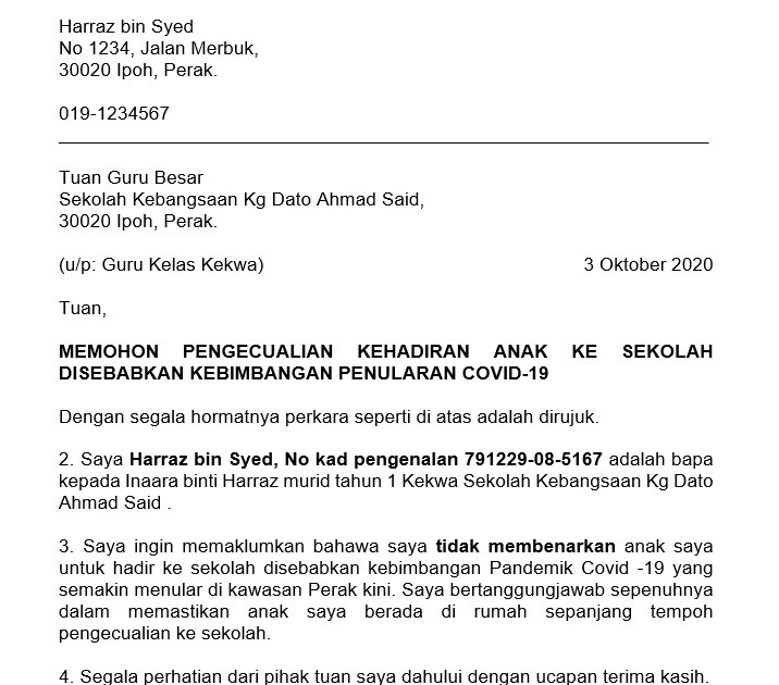 Cara Menulis Surat Memohon Senarai Sekolah