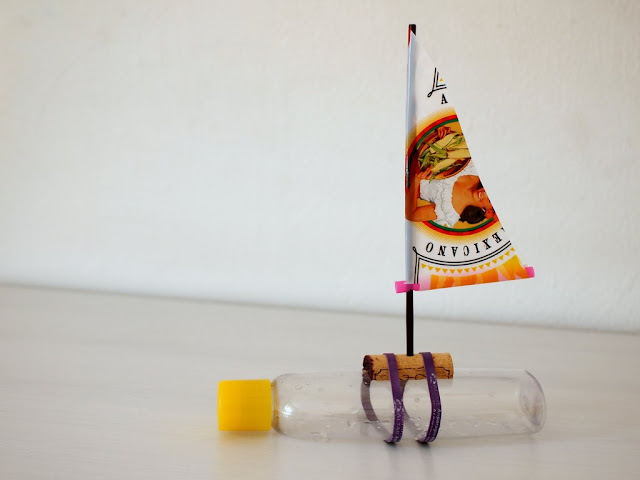 Make a sailboat out of a shampoo bottle | Pink Stripey Socks