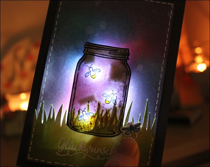 LED Karte Glühwürmchen Distress Ink Stampin Up Glasklare Grüße 03