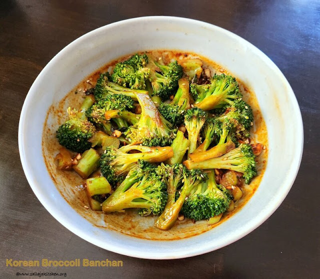 images of Korean Broccoli Banchan Recipe / Sesame Broccoli Recipe / Korean Bapsang Recipe / Korean Style Steamed Broccoli Salad Recipe - Korean Recipes