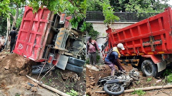 Kecelakaan Maut, 2 Pemotor Tewas, Truk Hindari Kendaraan Lain lalu Menabrak dan Menimpa Motor