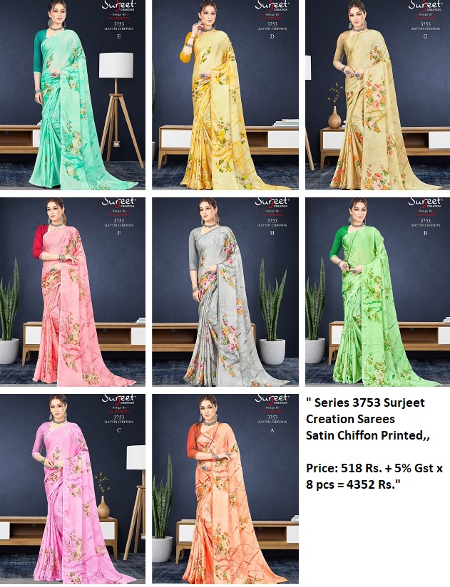 Surjeet Creation Series 3753 Branded Sarees Catalog Lowest Price