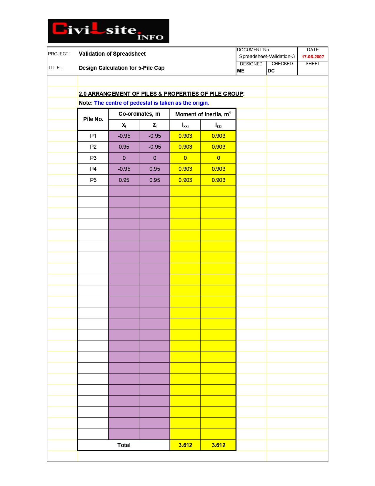 Design Calculation Excel Sheet