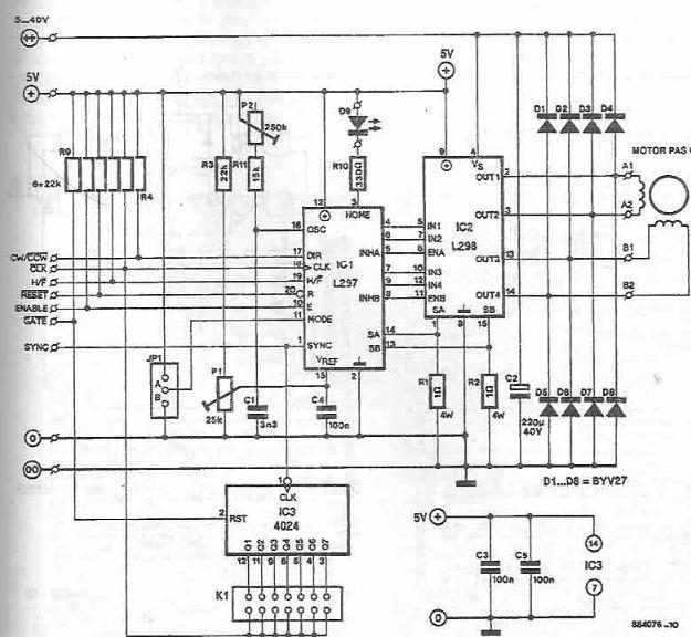 Schéma de câblage pour le moteur pas à pas
