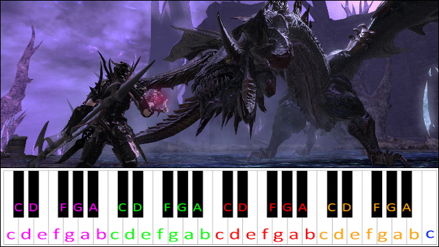 Dragonsong (Final Fantasy XIV) Piano / Keyboard Easy Letter Notes for Beginners