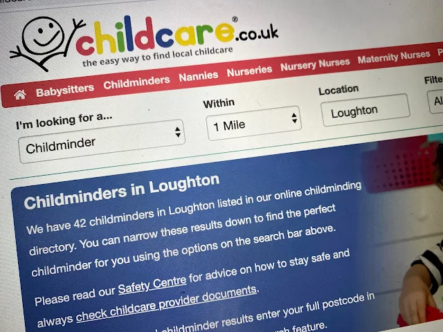 Childcare.co.uk website close up searching for a childminder in loughton 