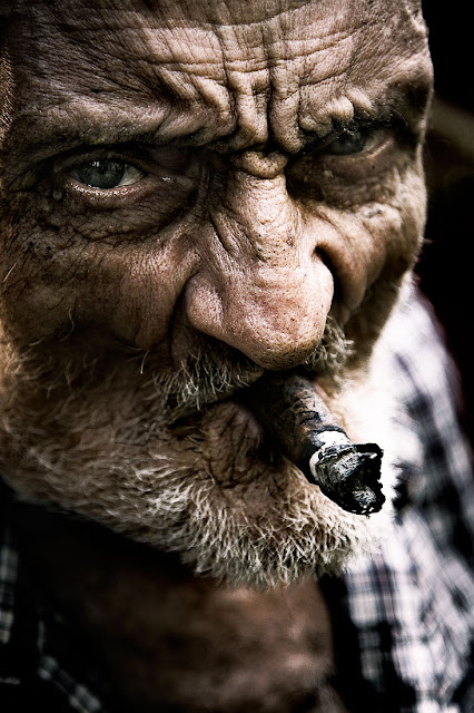 A Cigar smoker in Havana, Cuba