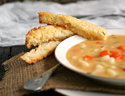 Chunky Veggie Soup with Gruyere Cheese Toast