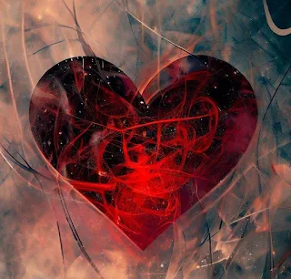 red heart wrapped in smoke, random lines and the universe, messy lines