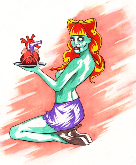  undead zombie pin up girl Tattoo design for an old friend of mine