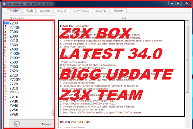 Z3X-BOX Samsung Box PRO update Samsung tool PRO 34.0 update 2018