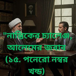 "মঞ্চে ইসলাম ও আধুনিকতার মুখোমুখি প্রশ্নোত্তর, যেখানে সত্যের আলো নাস্তিককে স্পর্শ করে" একজন আলেম ও একজন নাস্তিক মঞ্চে তর্ক করছেন, পাশে পর্দানশীন নারী দাঁড়িয়ে তার বাস্তব অভিজ্ঞতা শোনাচ্ছেন, পেছনে দর্শকদের চোখে জল।