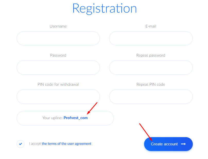 Регистрация в Bitify 2