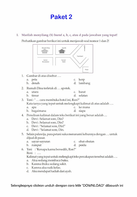 Download Soal UTS Ganjil Bahasa Indonesia Kelas 4 Semester 