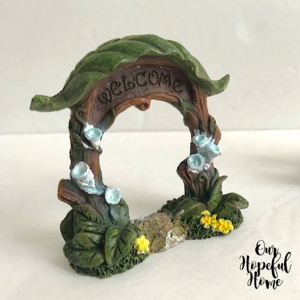 ceramic fairy garden welcome arch figurine flowers