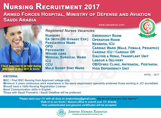 NURSES Recruitment to Armed Forces Hospital