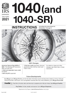 The front cover of the 2021 IRS Form 1040 Instructions.