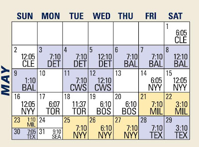 Twins Schedule in Calendar View