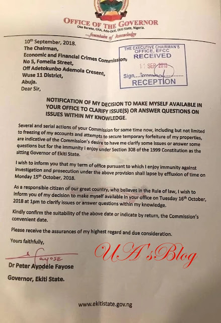 Fayose writes EFCC, reveals when he will report for questioning