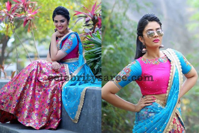 Sreemukhi Benaras Half Saree