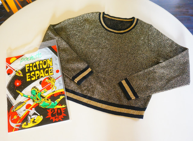 golden lurex sweater jumper plastic bag magazine space age fiction 1980 1970 70s 80s