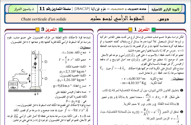 سلسلة تطبيقات قوانين نيوتن : السقوط الرأسي لجسم صلب