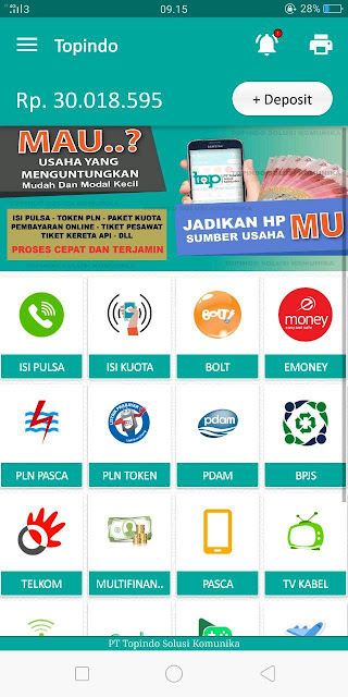 Tampilan Login Aplikasi ANdroid Topindo SOusi Komunika