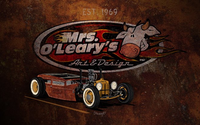 Mrs O'Leary's Refrigerator Door Hot Rod Art