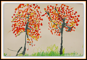 Fall Trees in Painted Pointillism via RainbowsWithinReach