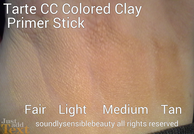 Tarte CC Colored Clay Primer Stick Review & Swatches of Shades Fair, Light, Medium, Tan