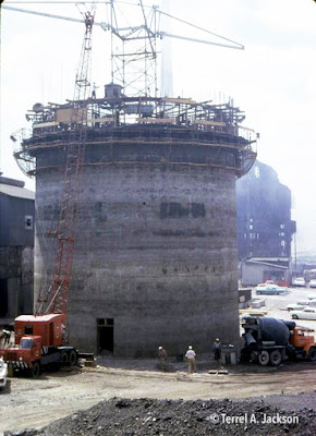 Asarco smokestack under construction, El Paso, late 1960s.