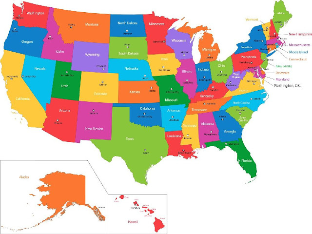 The Map Of The United States Of America With Capitals