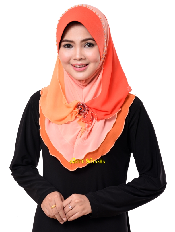 Tudung Instant 3 Layer Lycra Chiffon dengan Awning 
