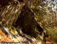 huge rock on the right hand side of the trail further up the trail pictured here that acts like a giant amplifier