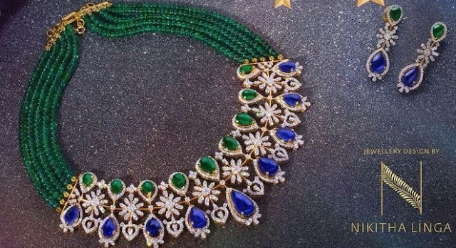 Emerald Beads Set by Nikitha Linga