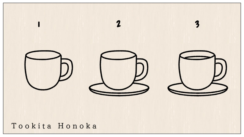 簡単かわいい コーヒーカップのイラストの描き方 手書き ボールペン 手帳用 遠北ほのかのイラストサイト