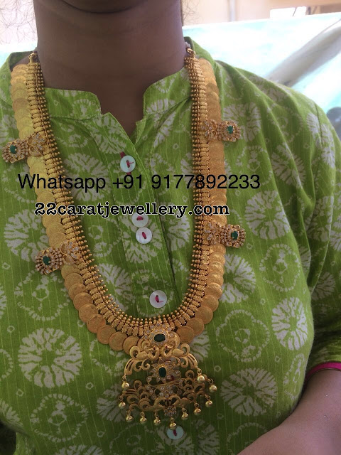 Trendy Silver Kasu Mala with Pendant 