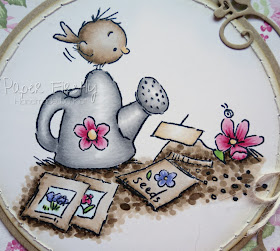 Floral handmade card featuring 'Watering can' stamp from LOTV